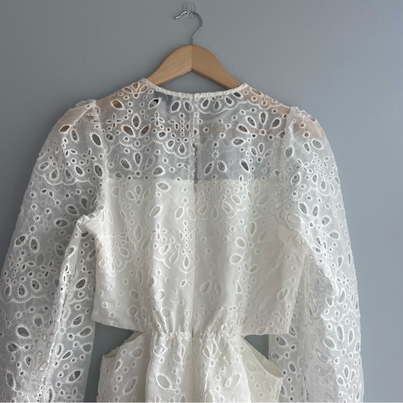 Lucy Paris Faith Cut Out White Eyelet Lace Mini Dress - Picture 6 of 12